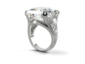 big white asscher stone ring gem gemstone diamond gems wedding jewelry jewellery gemstones gold diamonds square emerald cut markiz rings 3d print model - Mito3D