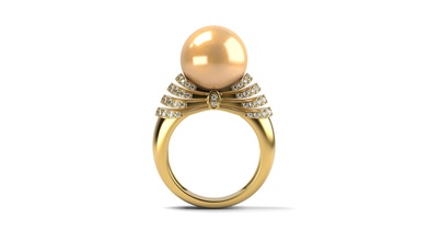 big yellow pearl ring shecy coral perline pearloyster south sea mussel shell stone jewelrry jewelry gold diamond gems sealife seashell rings 3d print model - Mito3D