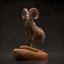 bighorn ram 3d printing animal horns sheep art sculpture wildlife creature realistic companion miniature figurine collectible presupported supported toy statue sculptures 3d print model - Mito3D