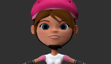 biker girl ztool woman young cute fun human catoon toon children bike helmet games toys 3d print model - Mito3D