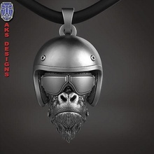 pendentif animal bijoux motard guérilla 2 bijou gang mode coureurs hommes punk fantaisie crâne singe chimpanzé casque lunettes pendentifs 3d print model - Mito3D