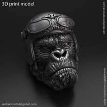 animal pendentif bijoux motard singe vol1 bague bijou cavalier chimpanzé gorille punk biologique argent kong crâne casque pendentifs 3d print model - Mito3D