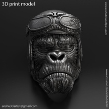 animal bague bijoux motard singe vol1 pendentifs anneaux bijou cavalier chimpanzé gorille punk biologique argent kong chaîne crâne casque 3d print model - Mito3D