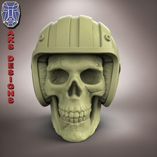 biker skull 1 pen holder home decor human rider flower pot stand tabletop helmet utility accessories tool house pencil 3d print model - Mito3D