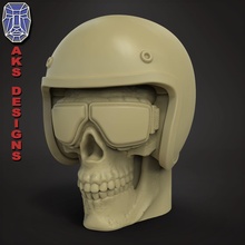 biker skull 2 pen holder home decor human rider flower pot stand tabletop helmet utility accessories tool house 3d print model - Mito3D