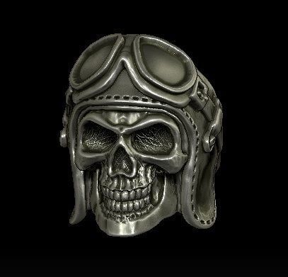 biker skull ring skullring brotherhood harley davidson bike club badass awesome fourspeed skelton pilot warrior chopper road engine bikers fashion 3D print model - Mito3D