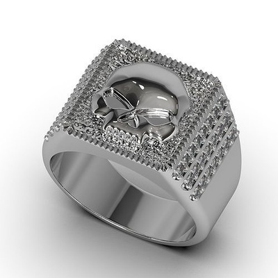 motociclista cráneo anillo harley motocicleta emblema marca moto joya davidson símbolo plata titanio acero joyería anillos hueso gemas 3d print model - Mito3D