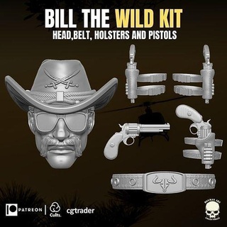 bill wild kit 3d printable file action figures gi joe mezco marvel legends classified force head headsculpt wildbill cowboy games toys 3d print model - Mito3D