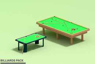 billards pack billard pool snooker 8ball small table cue balls games toys 3d print model - Mito3D