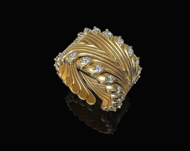 billows ring 3d printable rings gold silver platinum sterling gem gemstones brilliant jewelry women diamant jewel brillant waves 3d print model - Mito3D