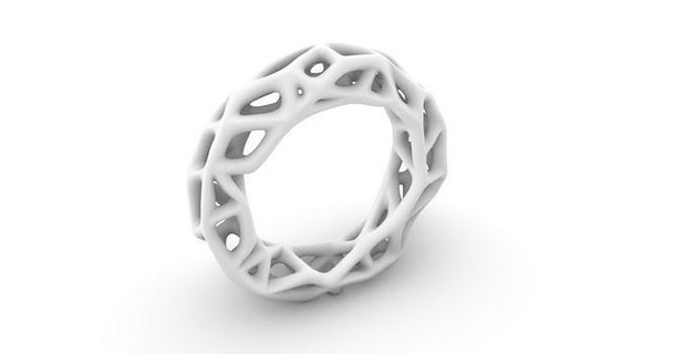 biogrid ring hollow cyber sci fi future organic biomechanic jewlery parametric algorithm rings jewelry 3d print model - Mito3D