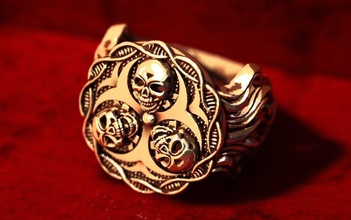 biohazard warzone ring silver jewelry scull life death rings 3d print model - Mito3D
