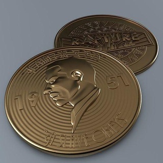 bioshock inspired medal andrew ryan rapture coin 3d print model mold casting cnc carving art coins badges currency money rian 3d print model - Mito3D