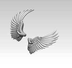 pássaro anjo asa moderno arte jóia águia ilustração animais selvagens natureza pena joalheria highpoly impressão cnc par esquerda elemento 1 esculturas 3d print model - Mito3D
