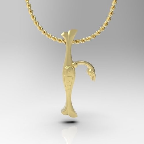 bird calligraphy alphabet armenian pendant 3dprinted trchnagir fashion golden jewel birdcalligraphy letter jewelry printable printing font bail chain pendants 3D print model - Mito3D