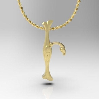 bird calligraphy alphabet armenian pendant 3dprinted trchnagir fashion golden jewel birdcalligraphy letter jewelry printable printing font bail chain pendants 3d print model - Mito3D