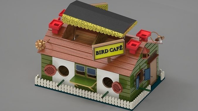 vogel haus garten vögel natur draussen dekoration lebensmittel wasser feeder tiere vogelhaus vogelfütterer rasen 3D print model - Mito3D