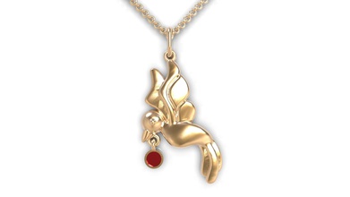 bird pendant jewelry gold silver printable feathers wing dove cherry berry chain gem zircon fianite enamel pendants 3d print model - Mito3D