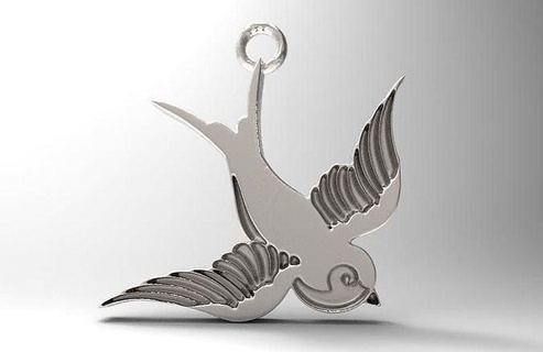 pájaro colgante pendiente joyería joya Arte colgantes 3d print model - Mito3D
