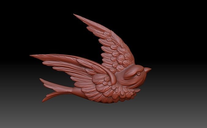 bird swallow feather wing pigeon dove sparrow relief pedant cnc decor art 3D print model - Mito3D
