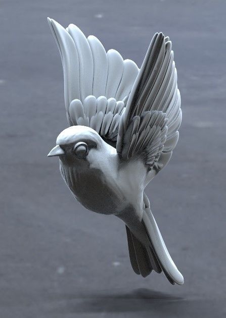 uccello cinciarella ciuffolotto art bird tit sparrow volare sculture 3D print model - Mito3D