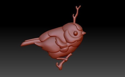 birdie oiseau oiseaux animal stylisé décoration pédant soulagement bas relire cnc art 3d print model - Mito3D