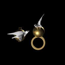 bird jewelry globe fly wings ring rings 3d print model - Mito3D