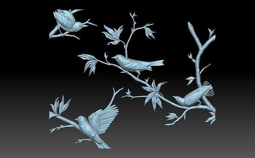 Vögel cnc Kunst Dekor Linderung Carving geschnitzt Vogel Geäst Taube Natur Artcam 3d print model - Mito3D