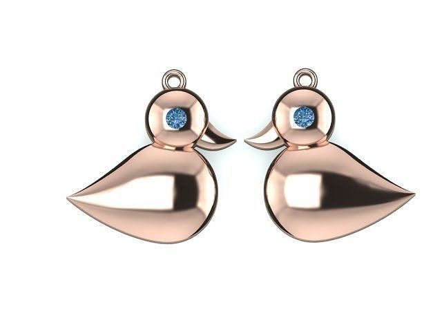 oiseaux boucle d'oreille oiseau or argent diamant bijoux boucles d'oreilles 3D print model - Mito3D