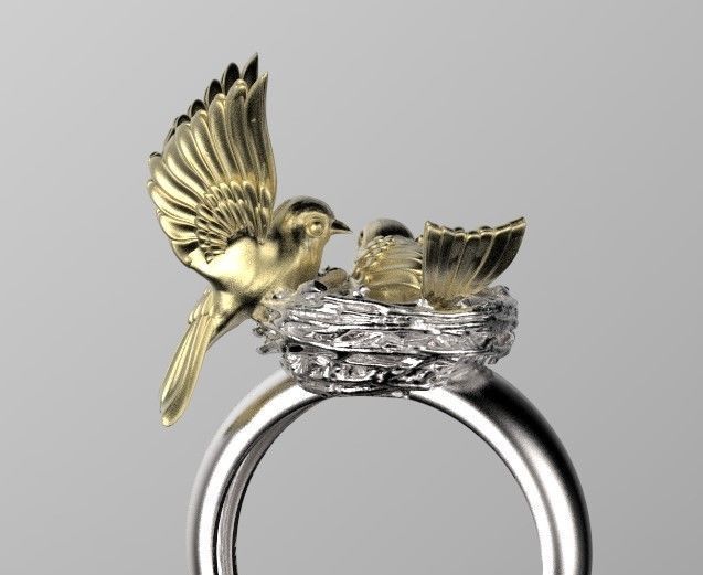 vögel nest ring gimpel meise schmuck spatz ringe 3D print model - Mito3D