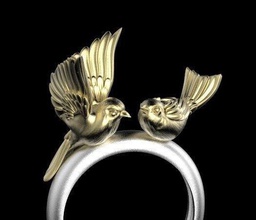 les oiseaux de l'anneau bijoux d'oiseaux bouvreuil branlette espagnole moineau or d'argent anneaux 3d print model - Mito3D