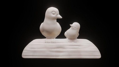 vögel skulptur haus dekoration geschenk mutter dekor 3d print model - Mito3D