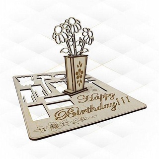 birthday card flowers svg dxf design laser cut gift cards cutting engraving pattern vector template flower silhouette glowforge hobby diy 3d print model - Mito3D