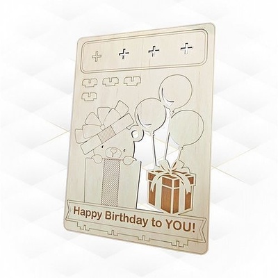 birthday card teddy svg dxf design laser cut gift cards files cutting engraving pattern vector silhouette project house decor 3d print model - Mito3D