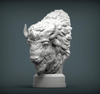 bisonte busto toro búfalo americano naturaleza mamífero animal escultura estatuilla recuerdo presente 3d impresión modelo esculpir Arte esculturas estatua 3d print model - Mito3D