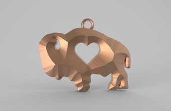 búfalo amar pingente joalheria arte moda animal pingentes 3d print model - Mito3D