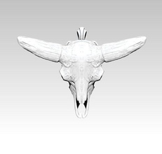 bison skull pendant necklace jewelry jewel silver animal head realistic detailed hunting death carving bones skeleton bull monster art design printable cnc mold wax pendants 3d print model - Mito3D