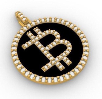 bitcoin diamante pendente version2 gioielleria oro argento prezioso stampabile gioiello stl dlp sla 3dprint lusso platino metallo ciondoli po moneta 3d print model - Mito3D