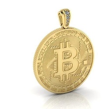 bitcoin gold coin pendant btc goldcoin cryptocurrency jewelry diamonds men women fashion 999 pendants 3d print model - Mito3D