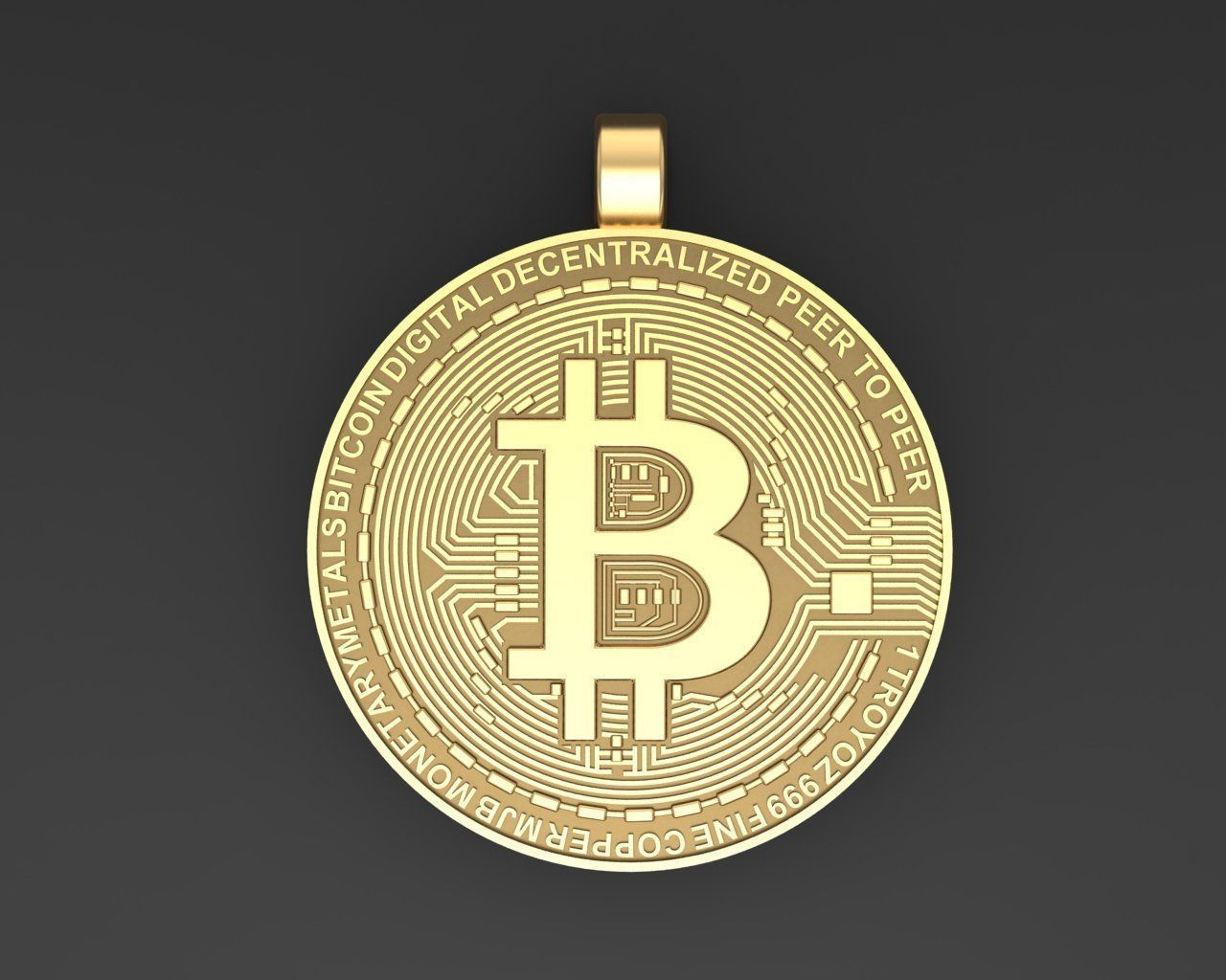 Gold bitcoin clearance pendant