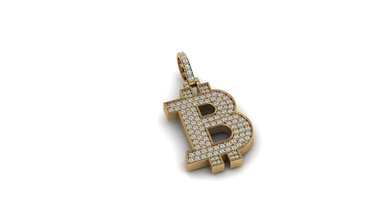 Bitcoin Anhänger 25mm Gold Schmuck 3d Kunst Luxus Steine Diamanten 3d print model - Mito3D