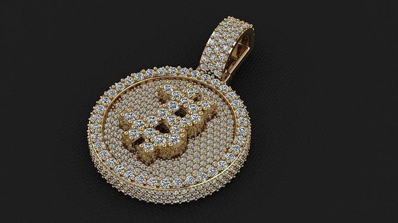 bitcoin kolye yeni takı mücevher lüks yazdırılabilir altın aksesuar gümüş elmas gözetim parlak 3d print model - Mito3D