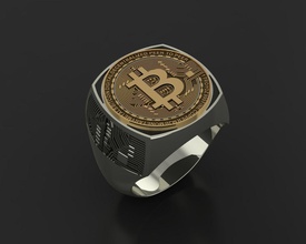 bitcoin anel ouro joalheria imprimível homem homens argolas moeda dinheiro cripto salgadinhos símbolo mordeu btc eth ethereum blockchain 3d print model - Mito3D