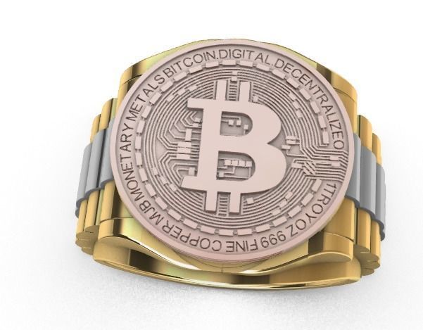 bitcoin ring anillo gold schmuck druckbar männer ringe 3D print model - Mito3D