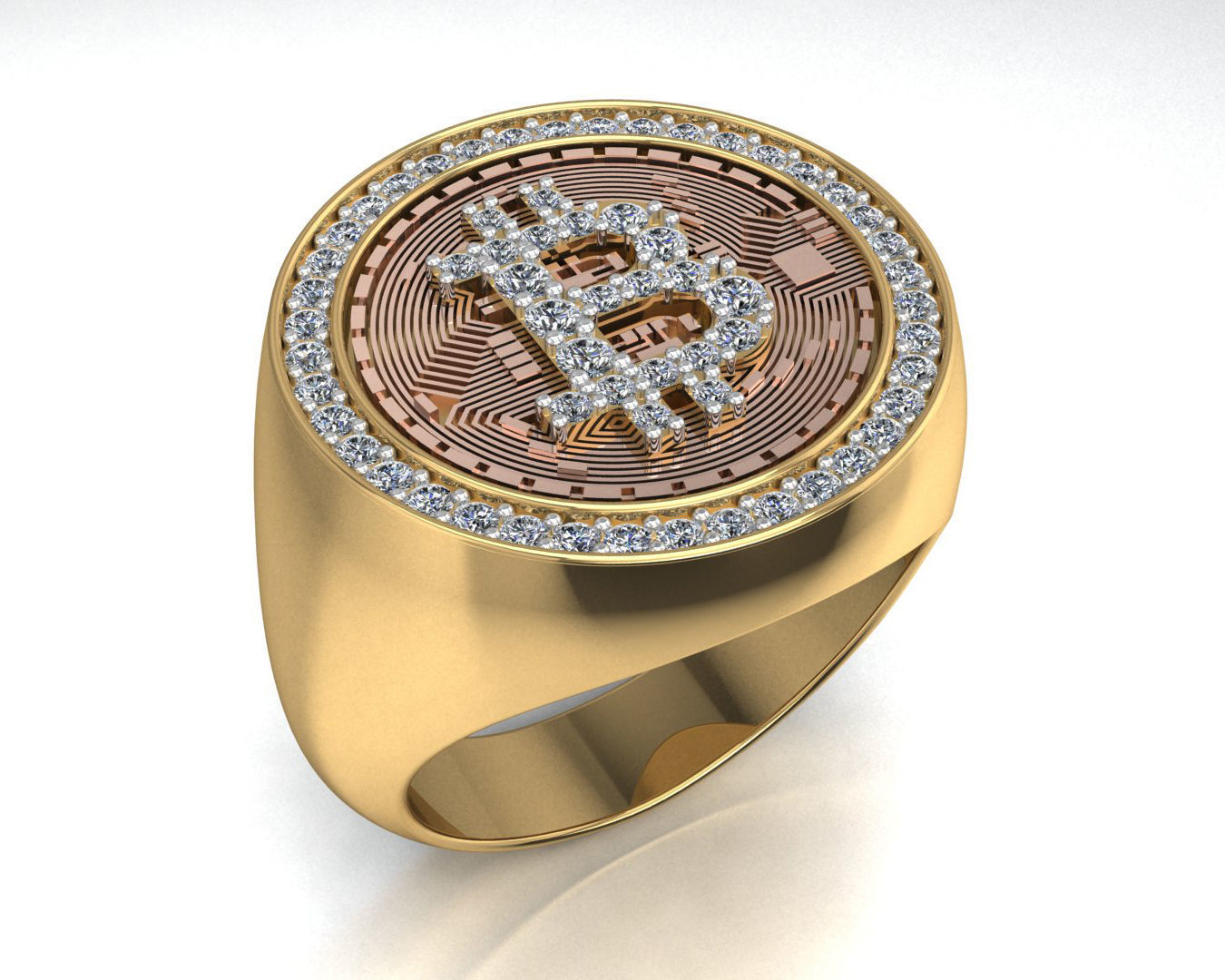 bitcoin anel homens ouro joalheria luxo símbolo prata imprimível esterlina homem jóias argolas 3D print model - Mito3D