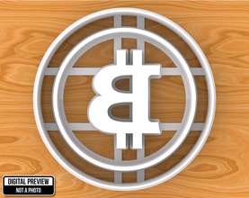 bitcoin cartello emblema logo biscotto taglierina modulo fondente muffa forma moneta i soldi digitale p2p accettato casa cucina cenare 3d print model - Mito3D