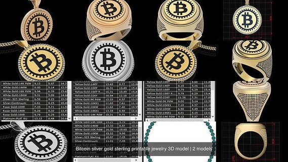 bitcoin gümüş altın sterlin yazdırılabilir takı 3d model heykel tasarım dijital kripto kolye 3d print model - Mito3D