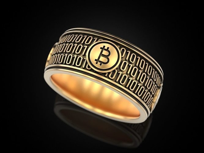 bitcoin zeros ones ring jewelry 3dprinted jewellery printable jewel gold silver coin cash money currency crypto chips token bit btc blockchain rings 3D print model - Mito3D