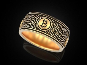 bitcoin zeros ones ring jewelry 3dprinted jewellery printable jewel gold silver coin cash money currency crypto chips token bit btc blockchain rings 3d print model - Mito3D