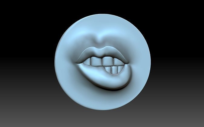bitten lip lips cnc beauty female woman face mouth stucco decor art sculptures 3D print model - Mito3D